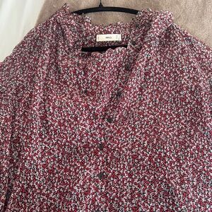 MNG Floral Button-Front maxi dress in Red and Black